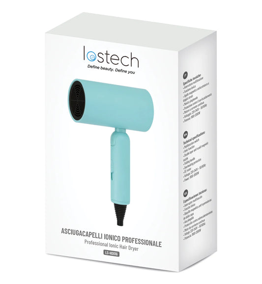 LOSTECH PREMIUM LS-HD01G - ASCIUGACAPELLI IONICO PIEGHEVOLE TIFFANY BLUE
